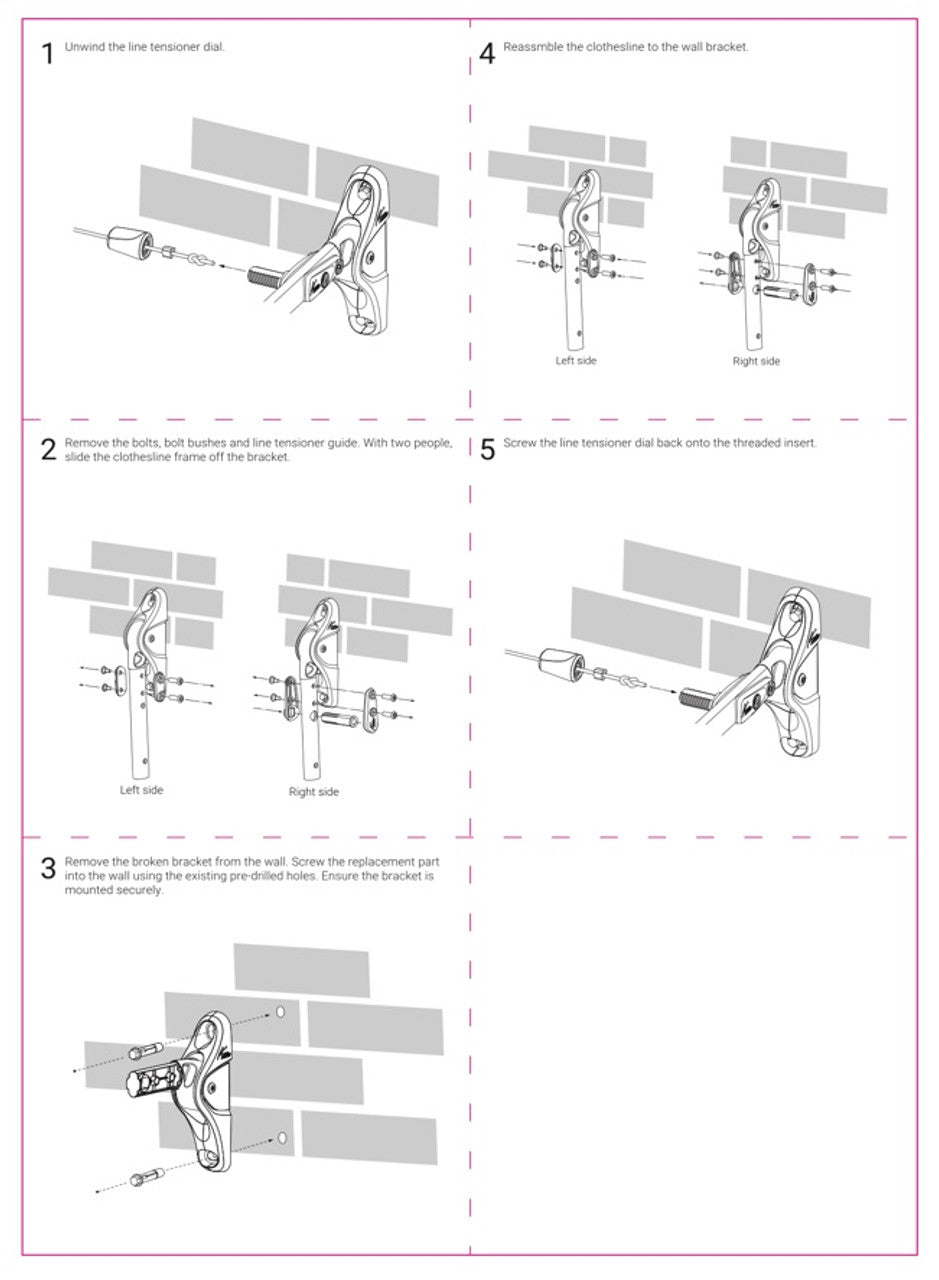 Hills Folding Frame Clothesline Double Arm Bracket Assembly Instructions