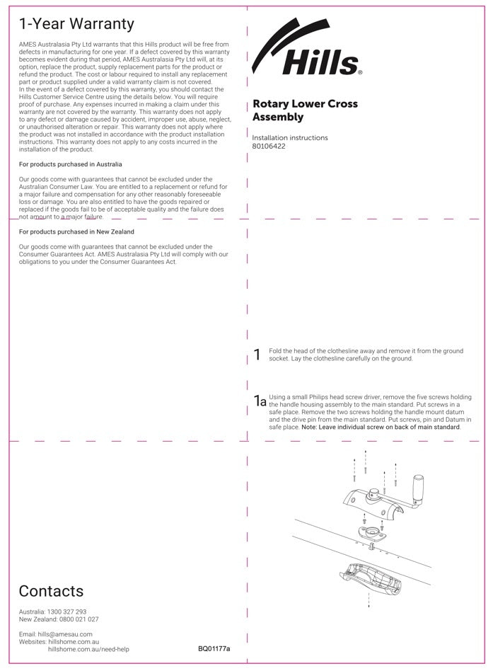Hills Rotary Lower Cross Assembly installation instructions part 1